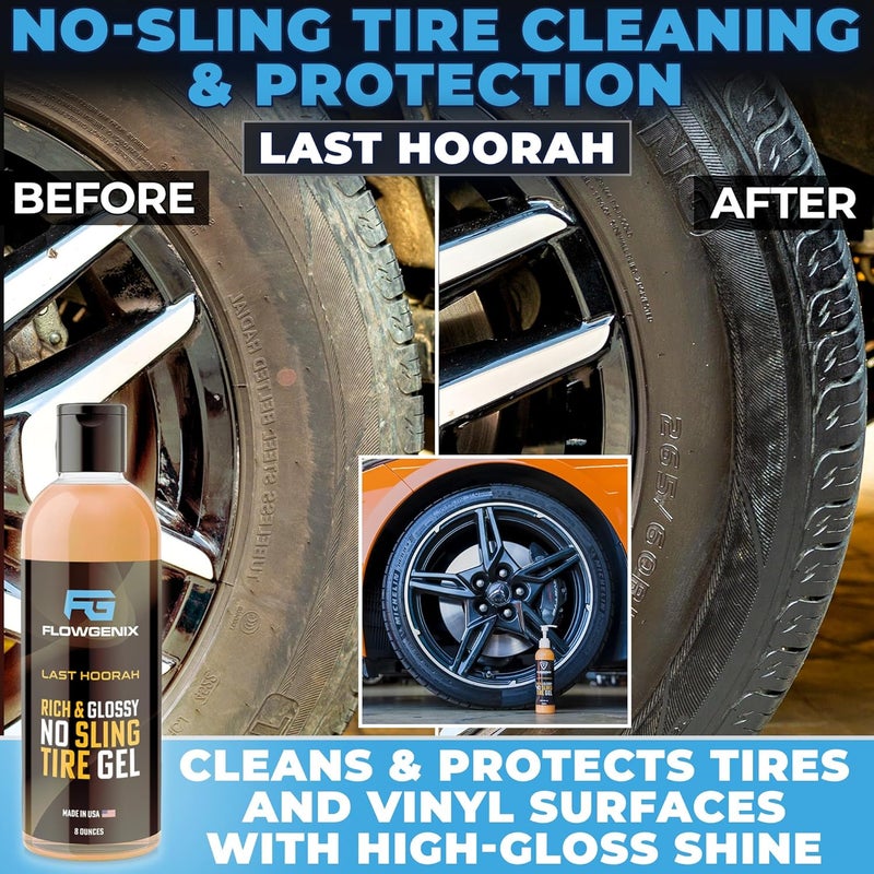 Flowgenix Grand Slam 3-Pack - Includes Tire Shine Gel (8oz), Car Scratch Remover (4oz), Water-Repellent Vinyl and Car Leather Protector (8oz), 2 Microfiber Towels - Image 4